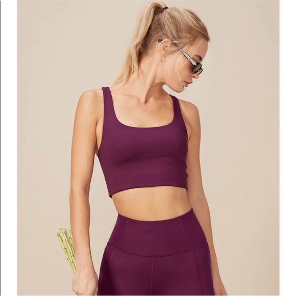 Girlfriend Collective Paloma Sports Bra Top in Plum - Picture 1 of 5
